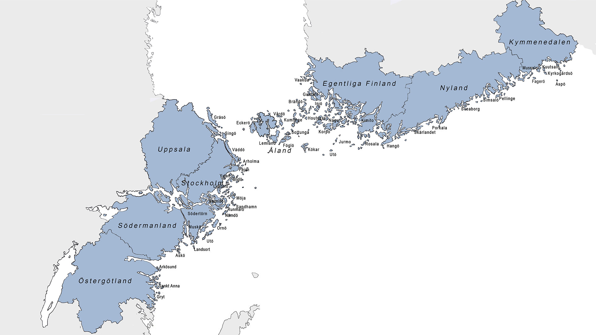 Karta Nordiska Skärgårdssamarbetet 2019